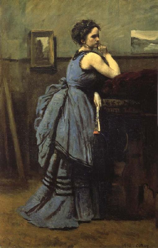 Corot Camille The lady of blue France oil painting art